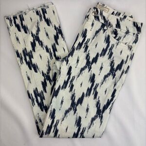 Free People Indigo Skies Tribal Ikat Crop Flare Jeans size 25